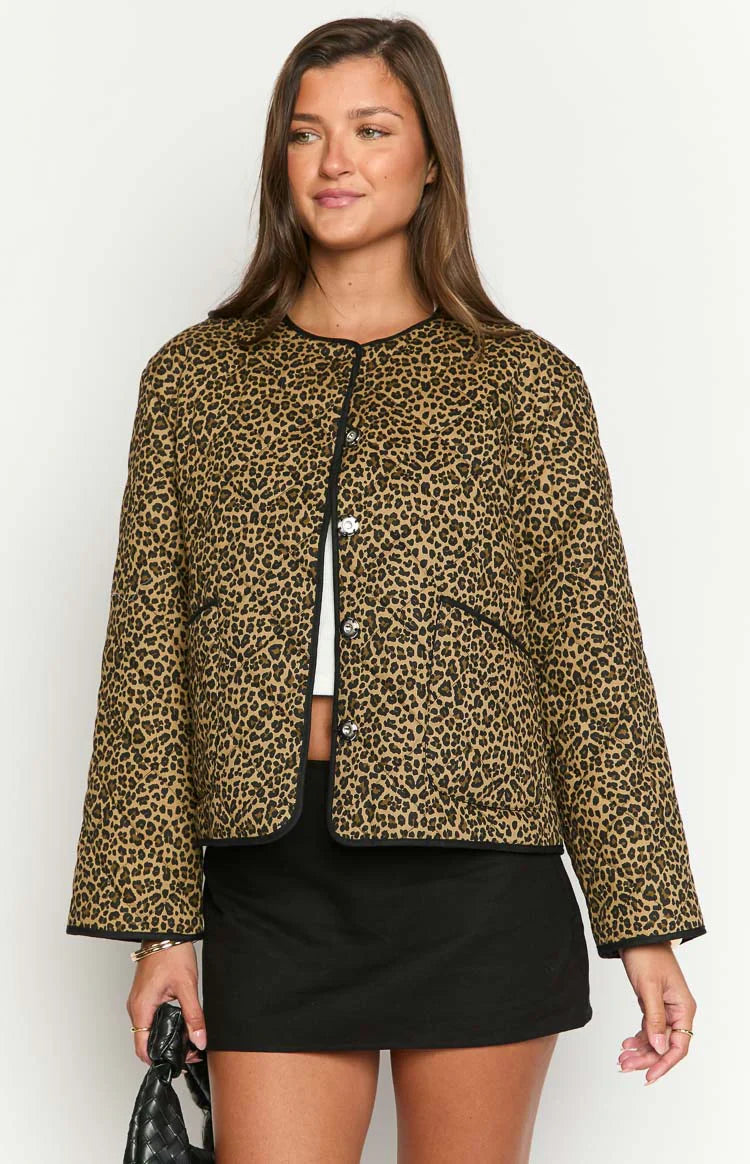 Robbie Quilted Jacket | Leopard Print