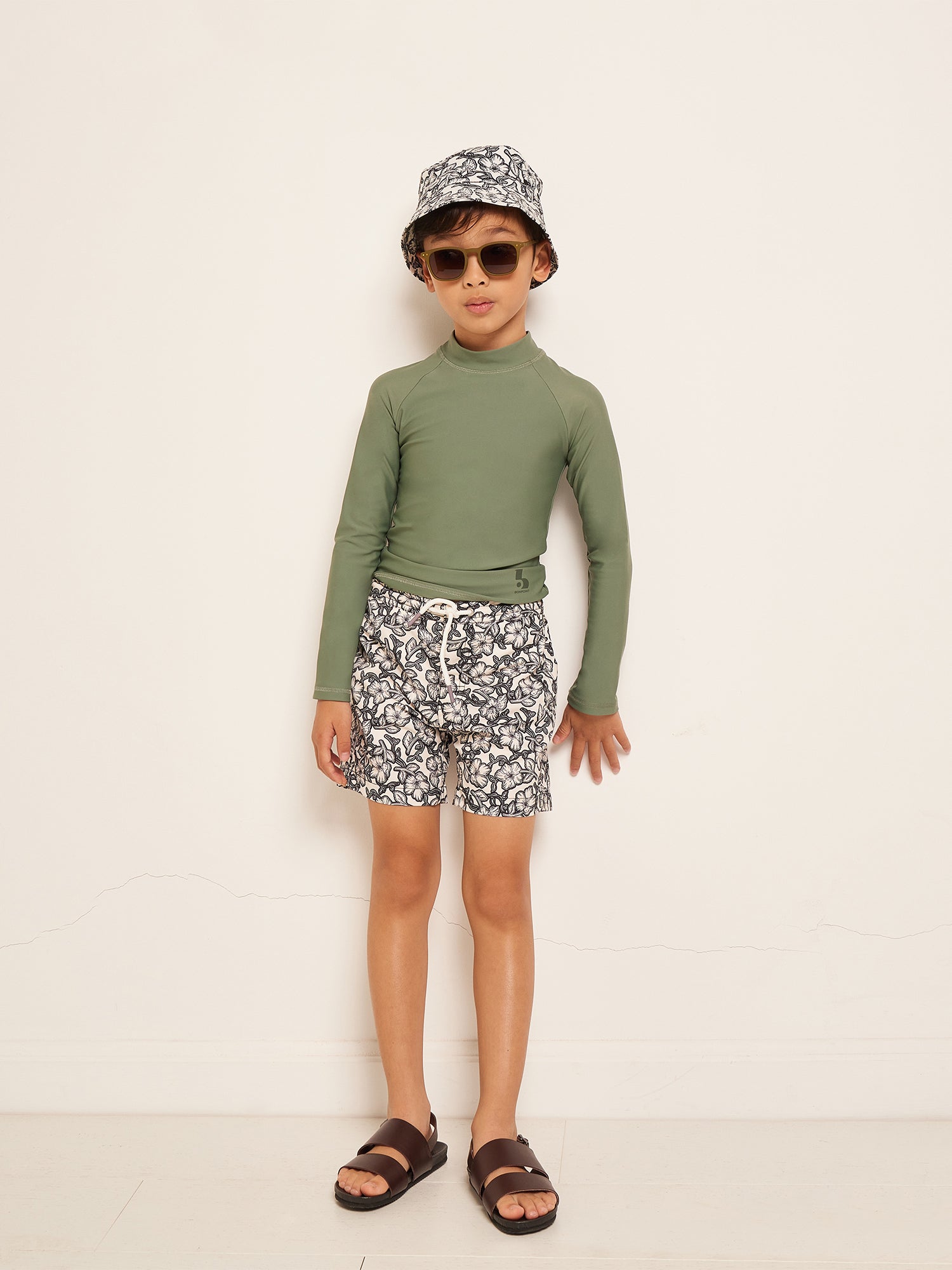 Boy | Ariel Swim Shorts | Black Flowers