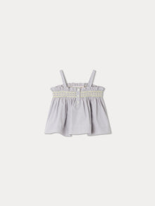 Girl | Abricot Smocked Blouse | Light Gray