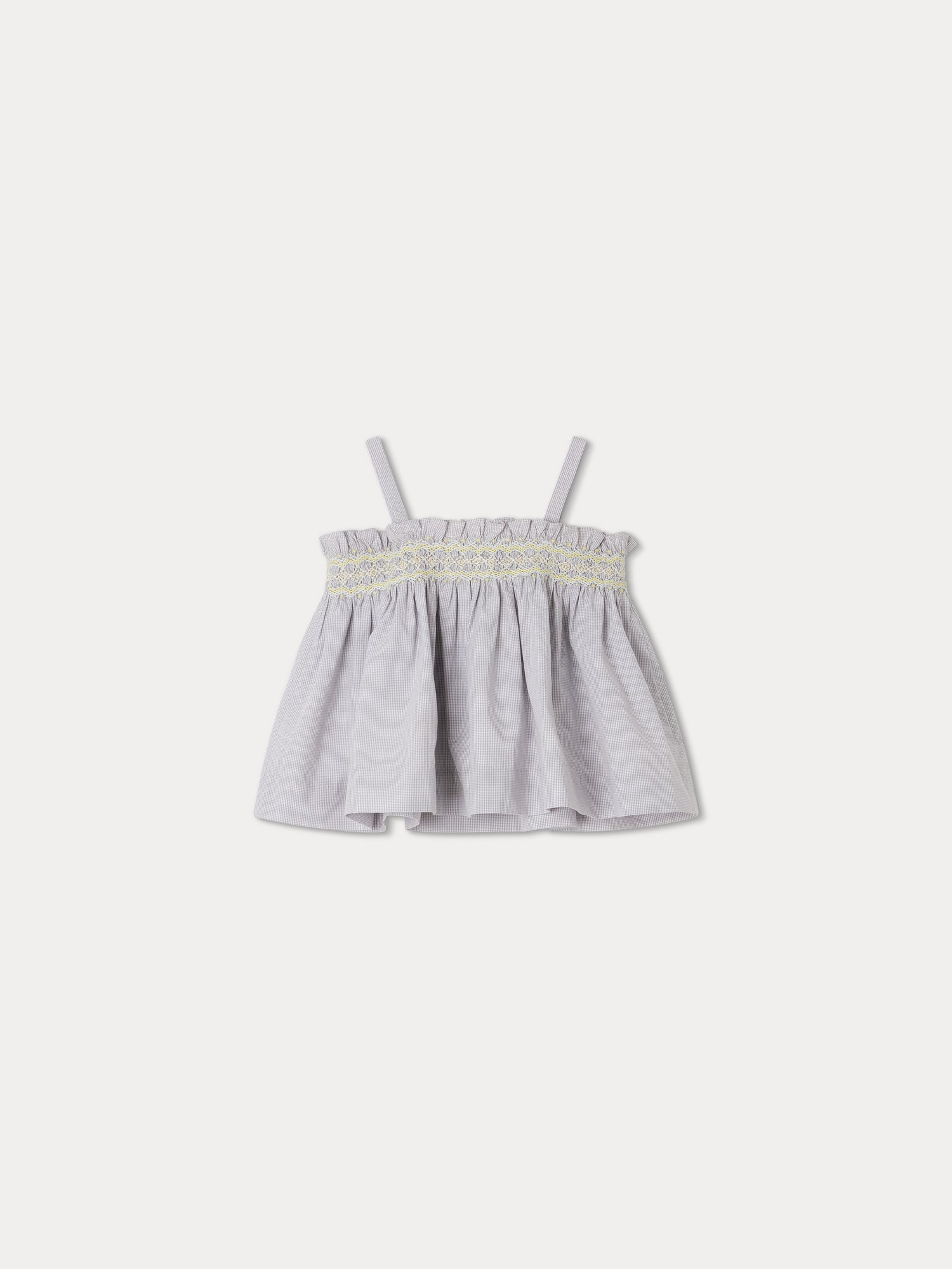Girl | Abricot Smocked Blouse | Light Gray