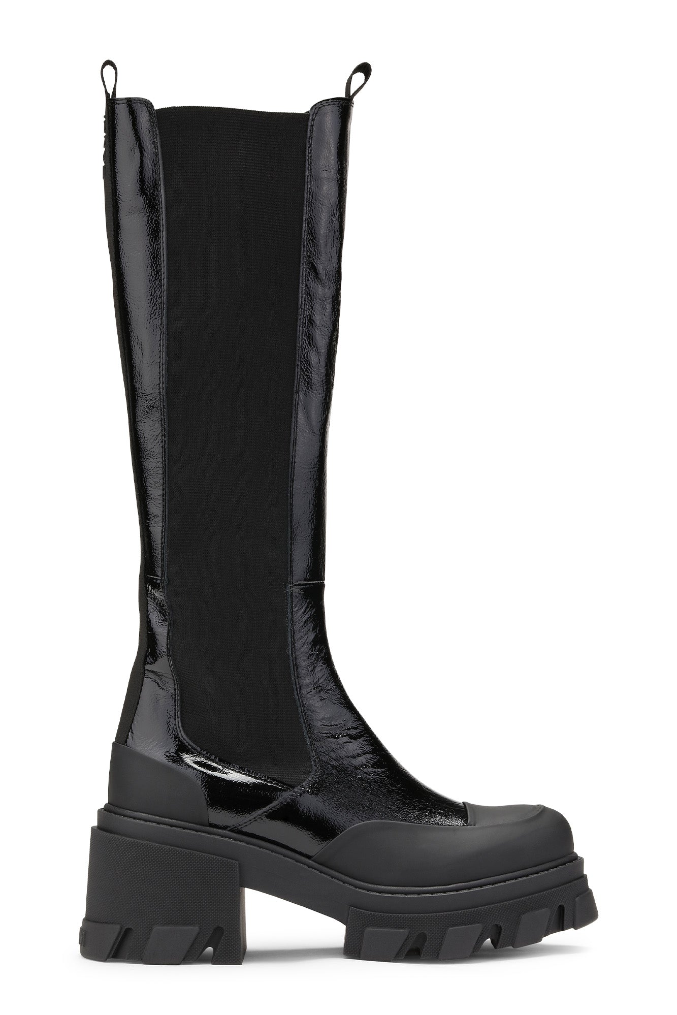Glossy Cleated Chelsea Boots | Black