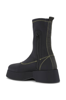 Retro Flatform Sockboot | Black / Yellow Stitching