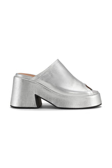 Retro Flatform Wedge Mules | Silver