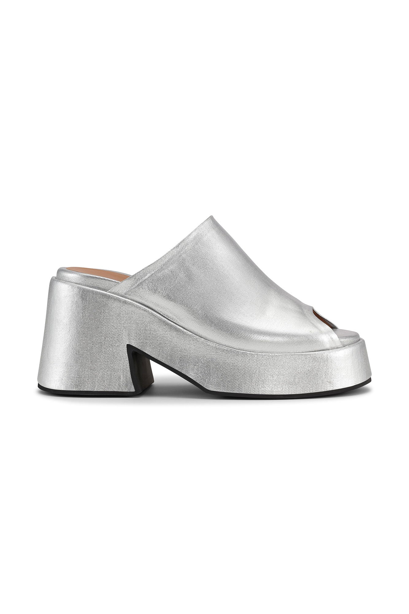 Retro Flatform Wedge Mules | Silver