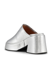 Retro Flatform Wedge Mules | Silver