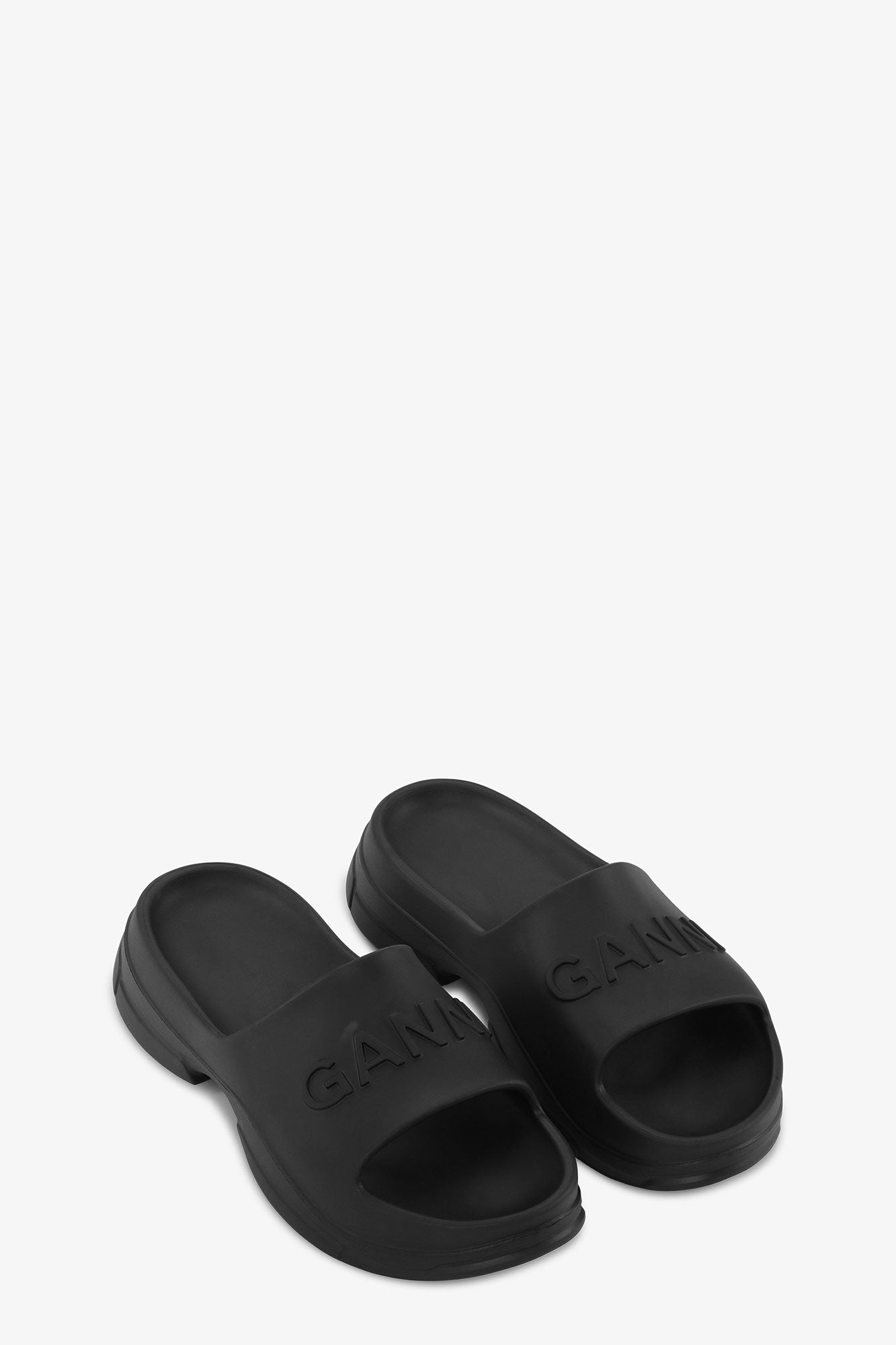 Embossed Logo Pool Slides | Black