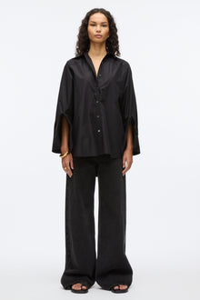 Oversize Shirt with Cascade Cuff | Black