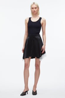 Liquid Satin Mini Skirt | Black/Ivory