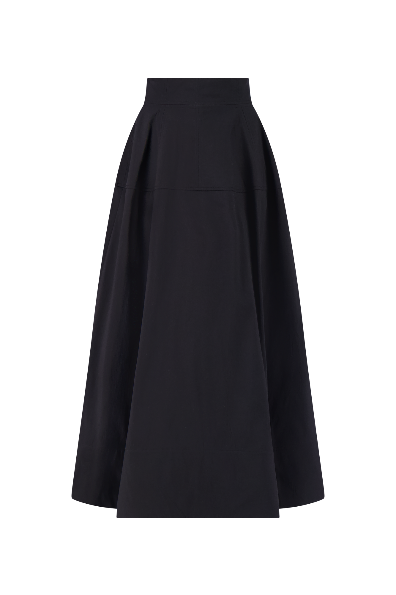 Cotton Poplin A-Line Skirt | Black