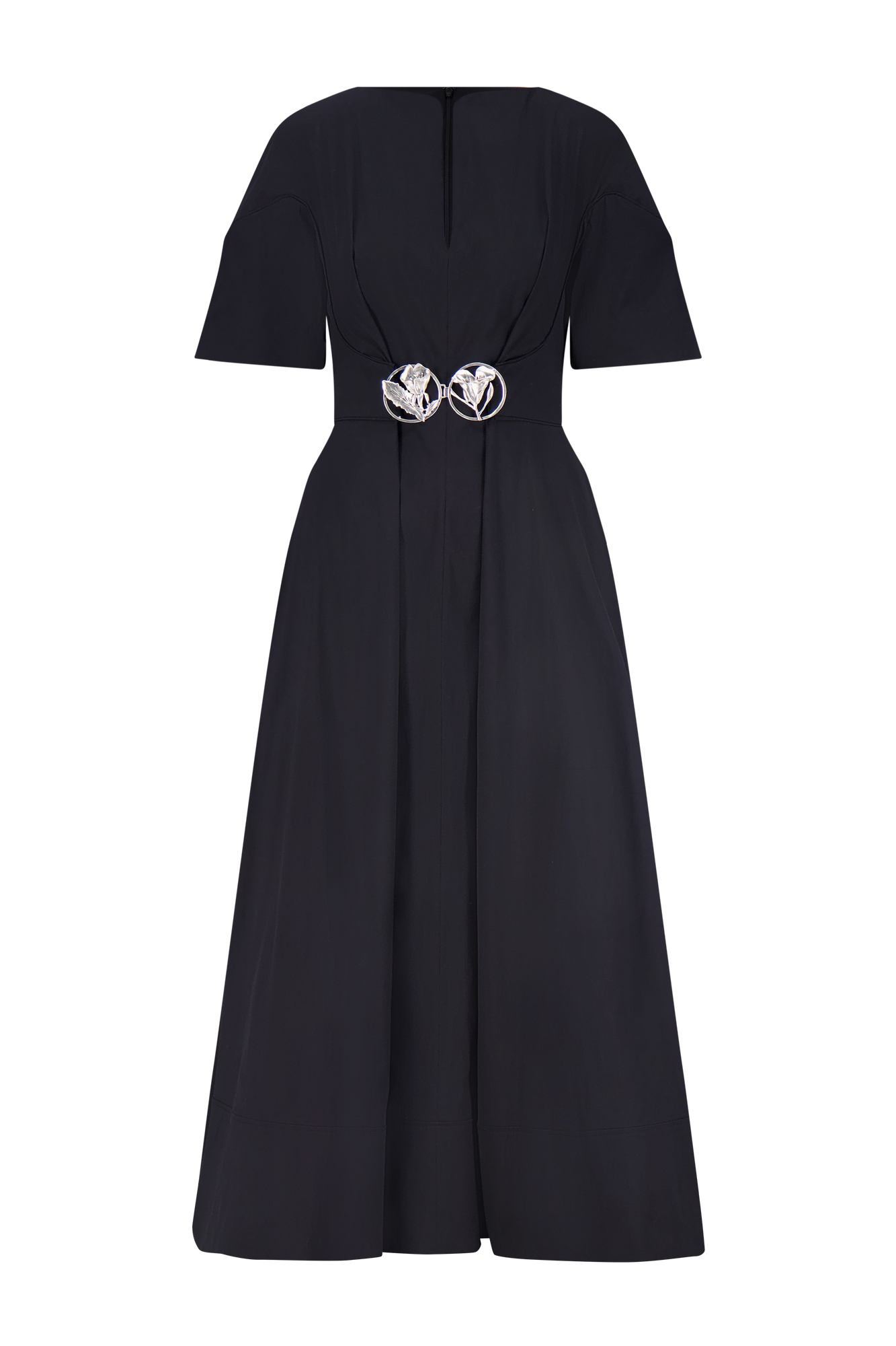 Cotton Poplin Buckle Shirtdress | Black