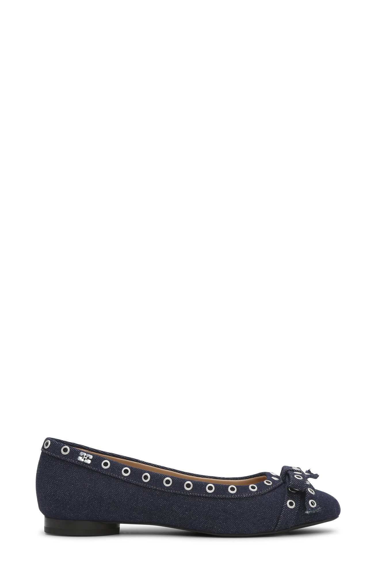 Eyelets Bow Ballerina Denim | Dark Navy