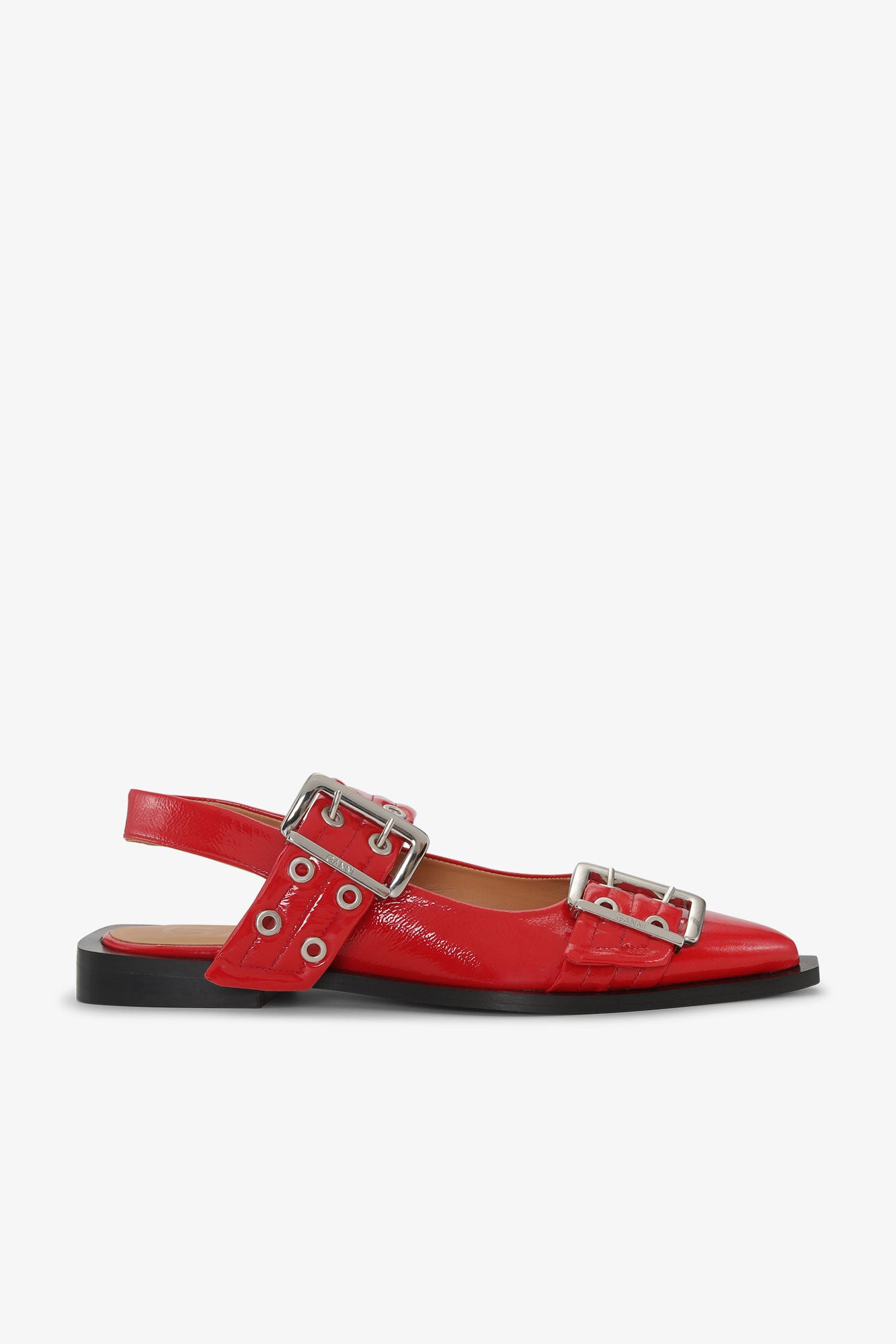 Feminine Buckle Ballerinas in Red | Racing Red