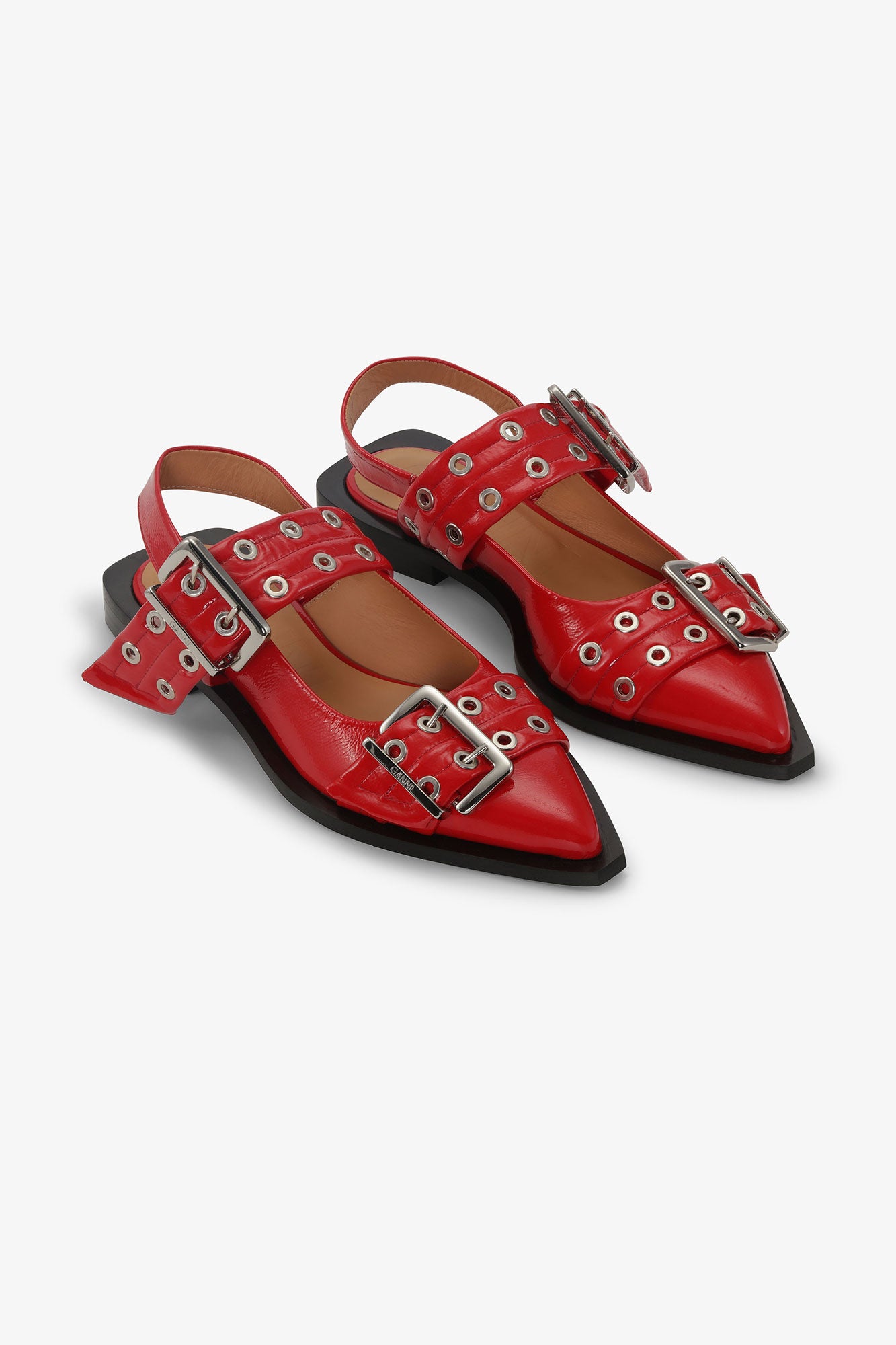 Feminine Buckle Ballerinas in Red | Racing Red