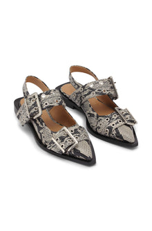 Feminine Buckle Ballerina Snake | Sand