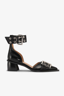 Feminine Buckle Open Cut Pumps - II | Black