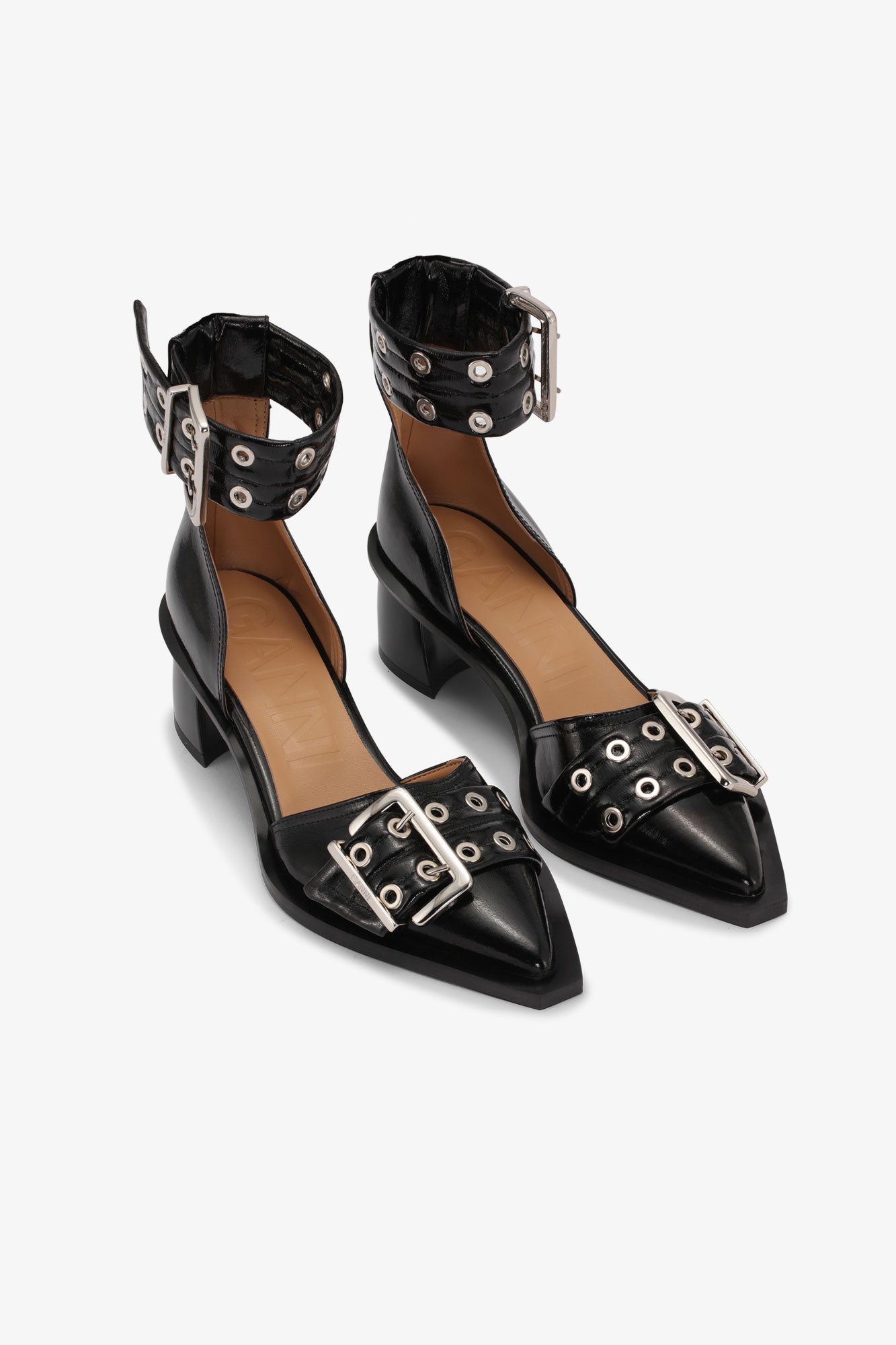 Feminine Buckle Open Cut Pumps - II | Black