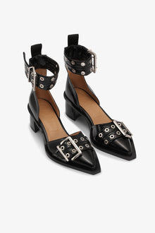 Feminine Buckle Open Cut Pumps - II | Black
