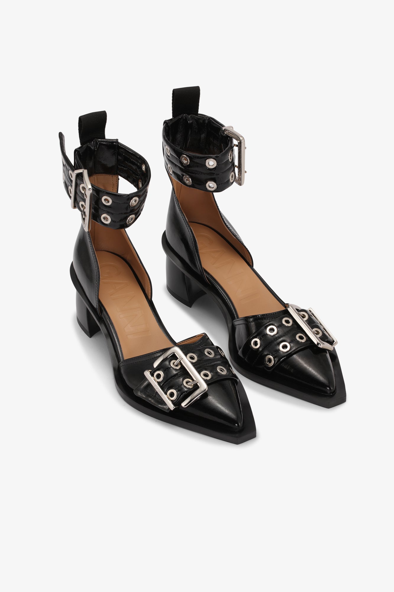 Feminine Buckle Open Cut Pumps - II | Black