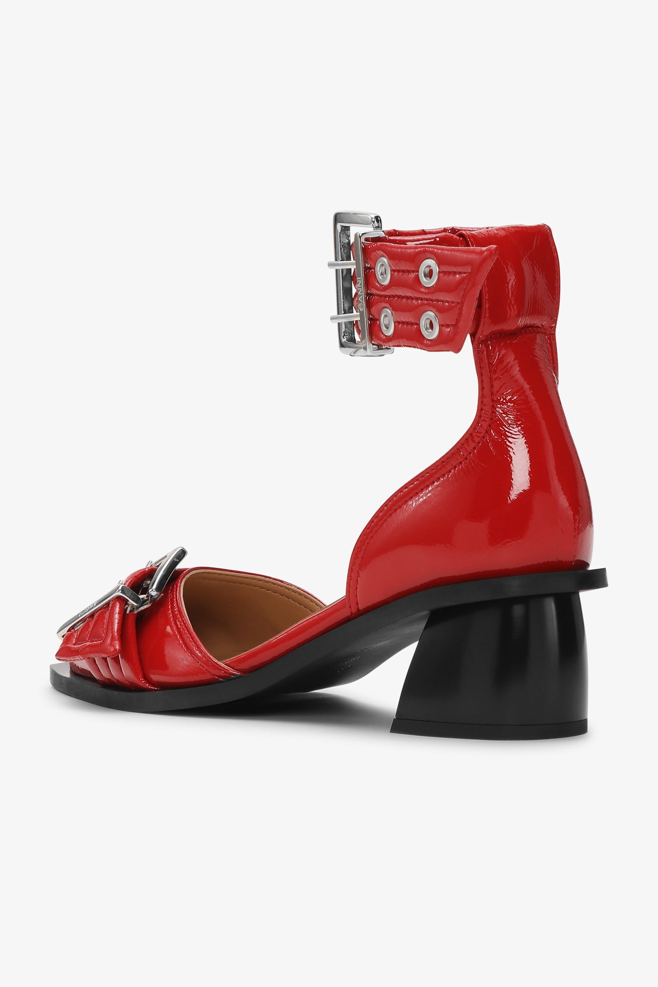 Feminine Buckle Open Cut Pump Naplack | Racing Red