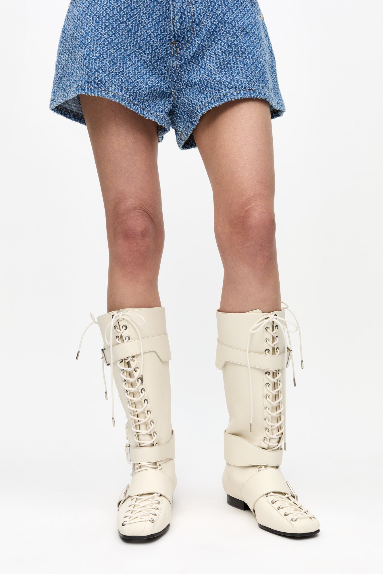 Lace-Up High Boots | Egret