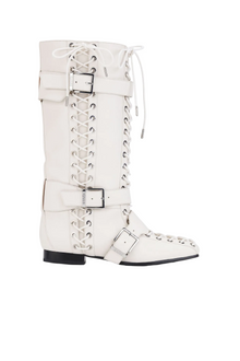 Lace-Up High Boots | Egret