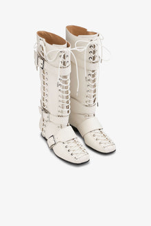 Lace-Up High Boots | Egret