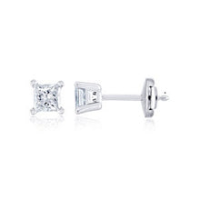 0.50 CT Princess Natural Diamond | Stud Earrings | 14K White Gold | H Color | VS-I Clarity