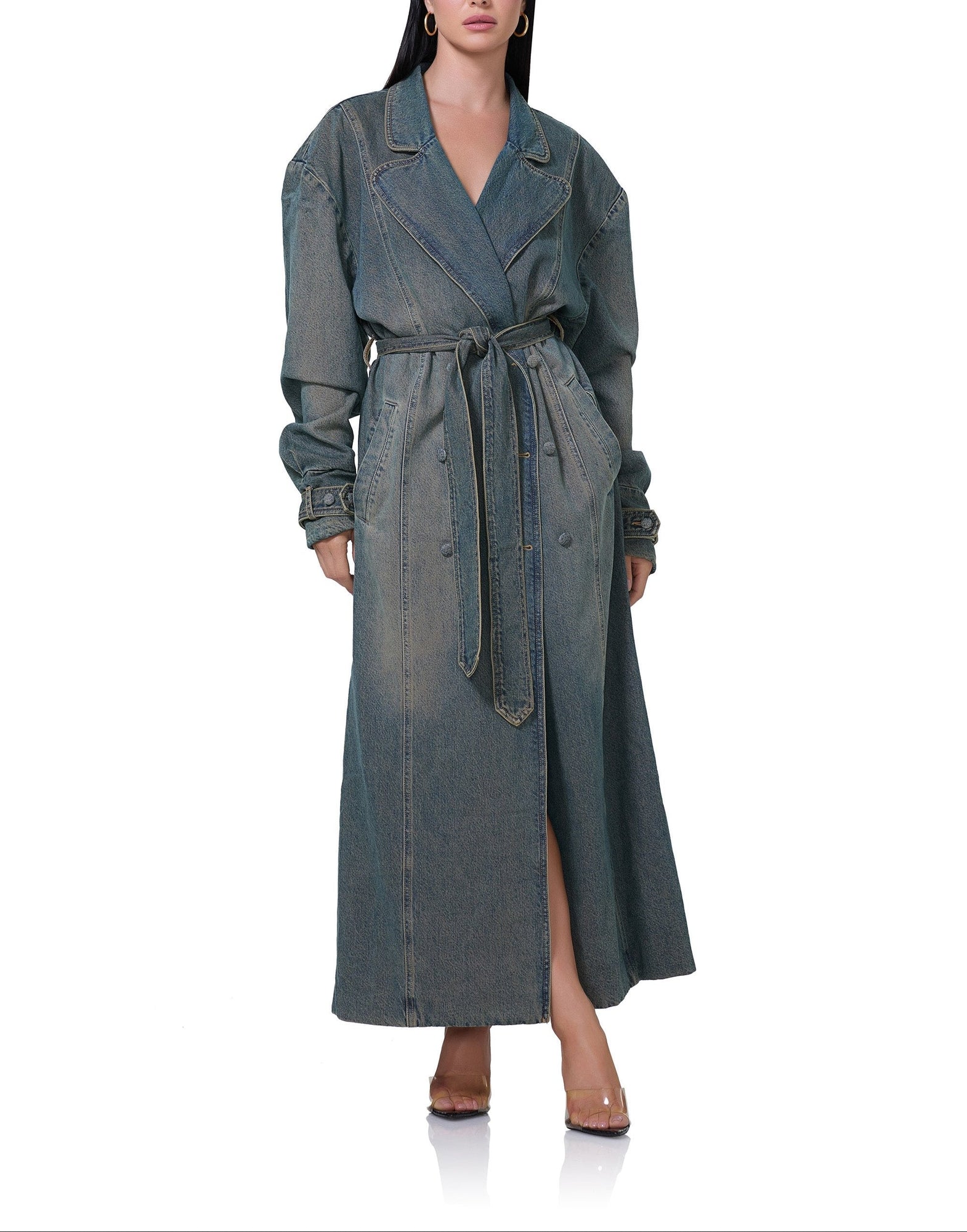 Saint Barrel Sleeve Trench Coat | Tinted Grunge Wash