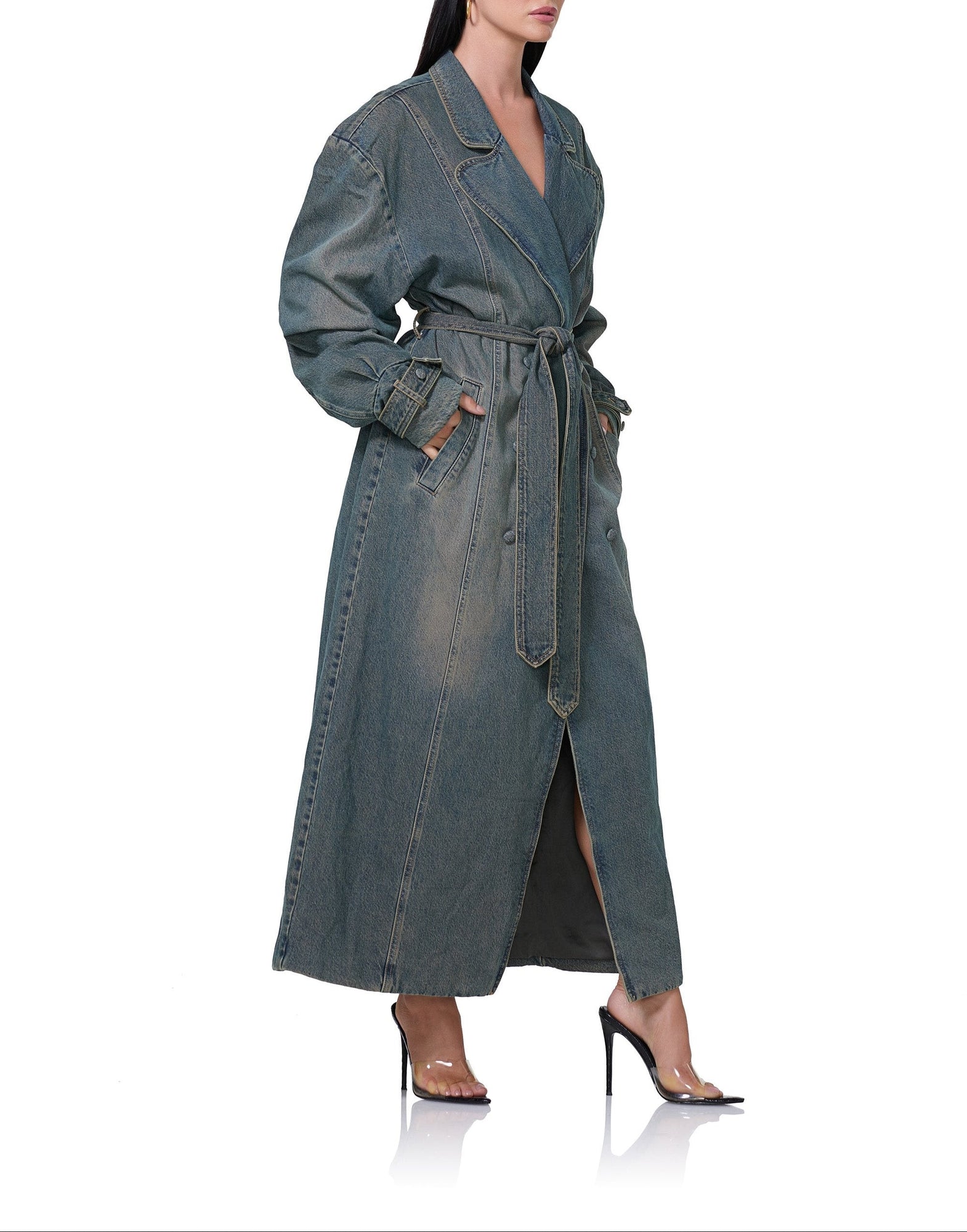 Saint Barrel Sleeve Trench Coat | Tinted Grunge Wash