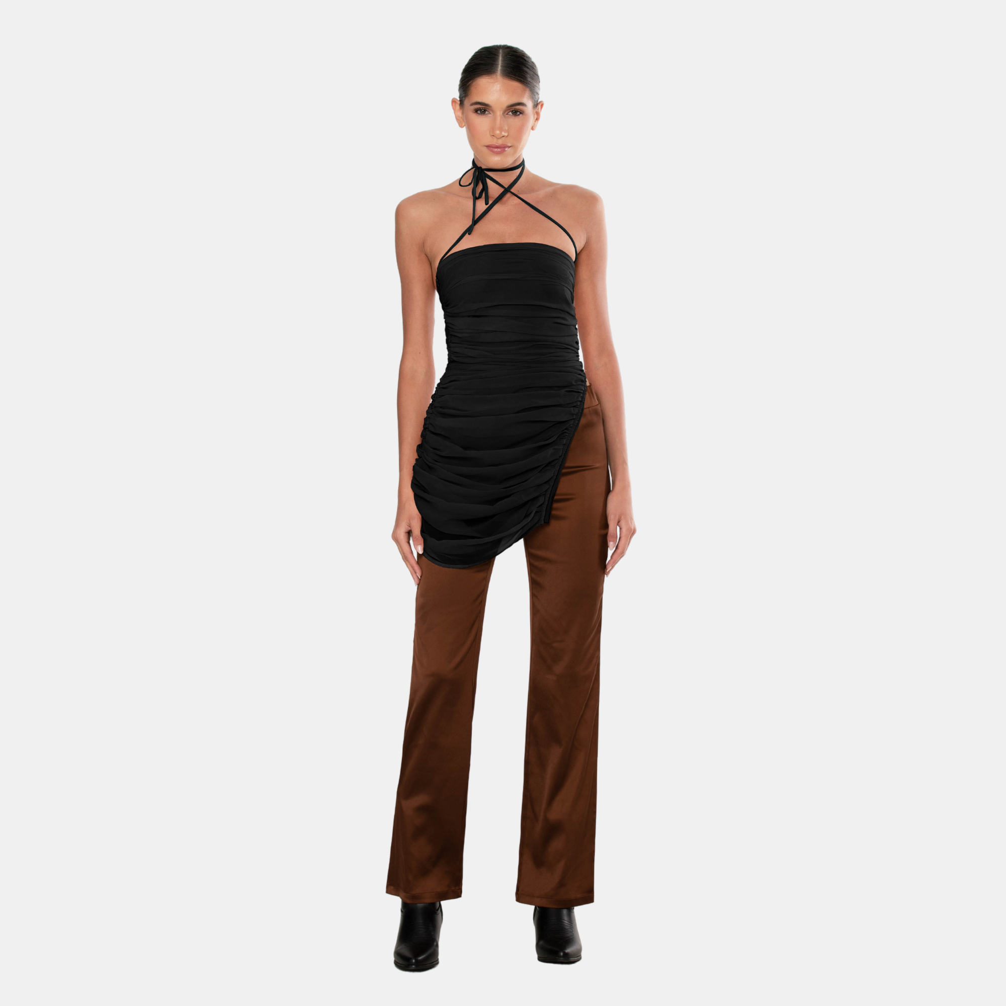 OW Collection SANDY Chiffon Tie Top Account 002 - Black Caviar