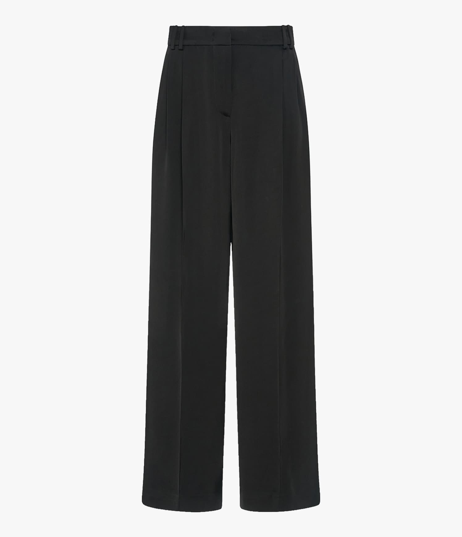 Satin Pleated Trouser | Black