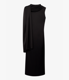 Another Tomorrow Scarf Dress in Black – Satin Women's Dress