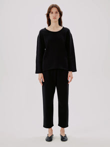 Another Tomorrow Scoopneck Sweatshirt in Black – Cotton Women's Top