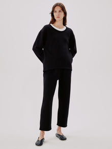Another Tomorrow Scoopneck Sweatshirt in Black – Cotton Women's Top