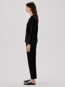 Another Tomorrow Scoopneck Sweatshirt in Black – Cotton Women's Top