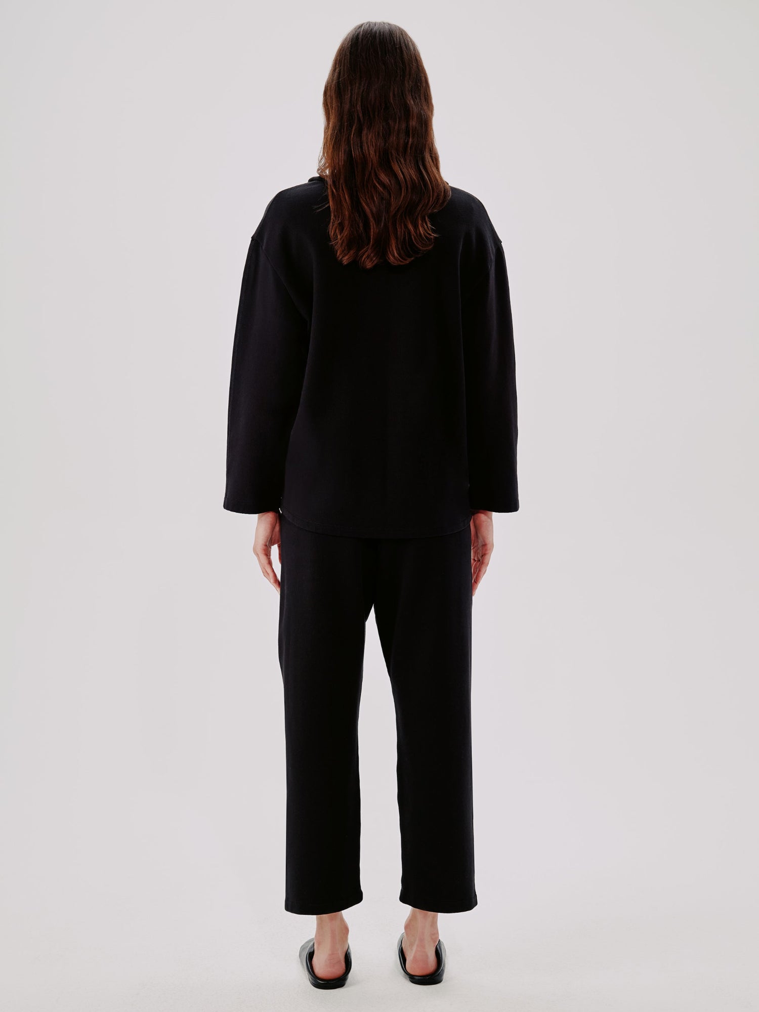 Another Tomorrow Scoopneck Sweatshirt in Black – Cotton Women's Top