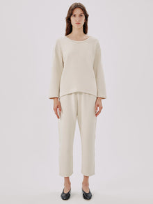 Another Tomorrow Scoopneck Sweatshirt in Parchment – Cotton Women's Top