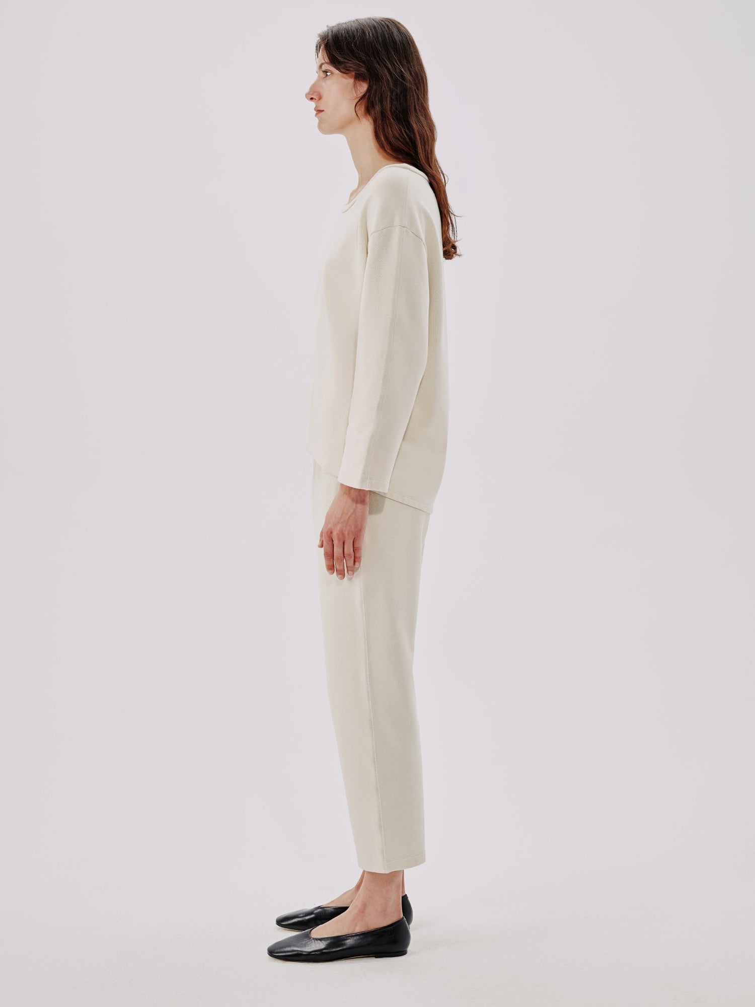 Another Tomorrow Scoopneck Sweatshirt in Parchment – Cotton Women's Top