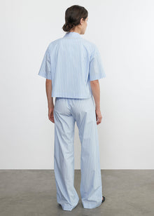 poplin resort pant in light blue/white stripe