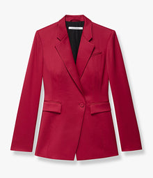 Another Tomorrow Seamed Waist Jacket in Ruby – Wool Women's Jacket