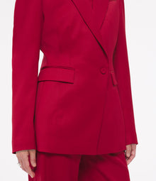 Another Tomorrow Seamed Waist Jacket in Ruby – Wool Women's Jacket