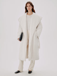 Another Tomorrow Wrap Puffer in Parchment – Cotton Women's Outerwear