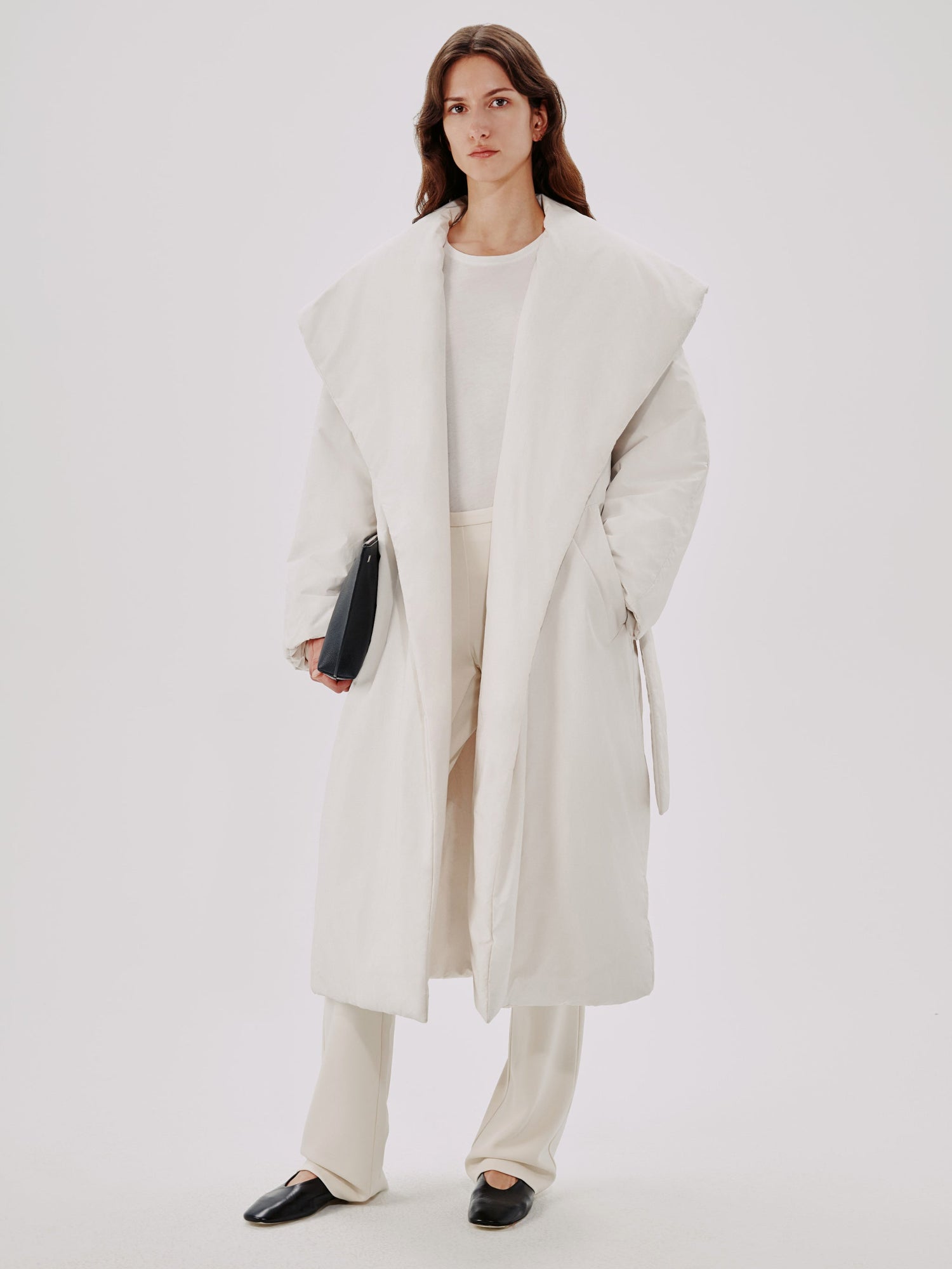 Another Tomorrow Wrap Puffer in Parchment – Cotton Women's Outerwear