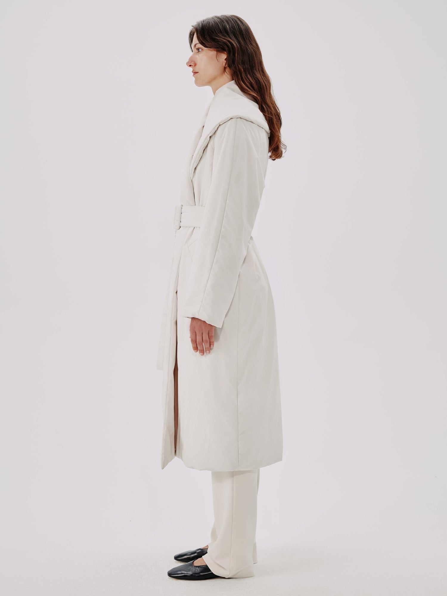 Another Tomorrow Wrap Puffer in Parchment – Cotton Women's Outerwear