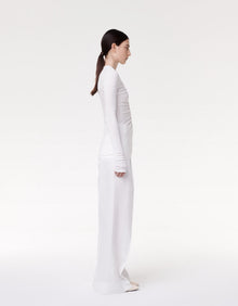 Another Tomorrow Shirred Long Sleeve Top in Off White – Viscose Women's Top