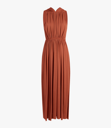 Another Tomorrow Shirred Midi Dress in Sienna Red – Viscose Women's Dress
