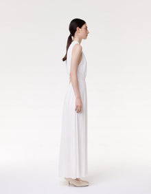 Another Tomorrow Shirred Midi Dress in Off White – Viscose Women's Dress