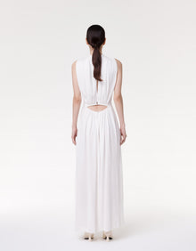 Another Tomorrow Shirred Midi Dress in Off White – Viscose Women's Dress