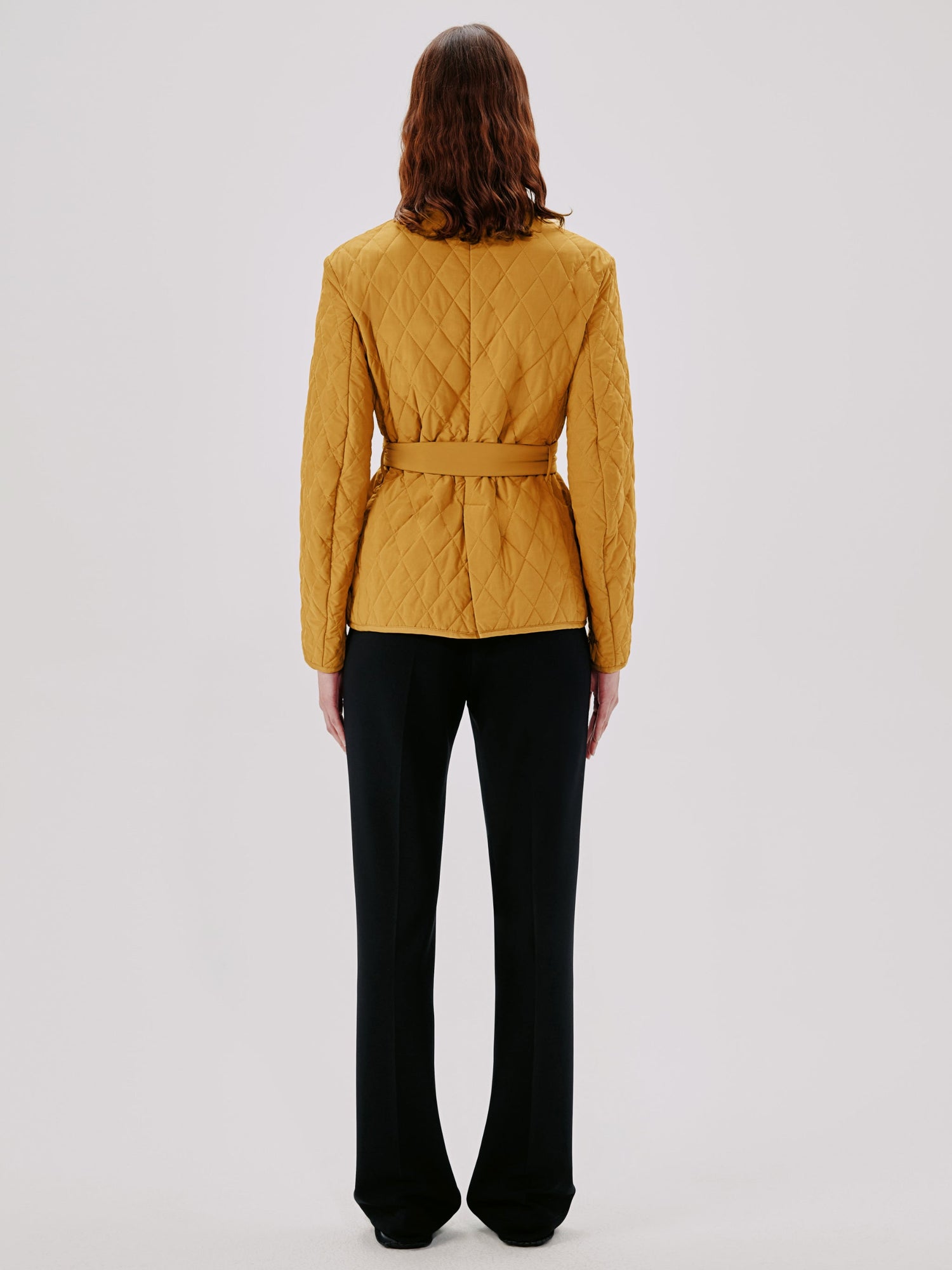 Another Tomorrow Quilted Belted Jacket in Goldenrod – Cotton Women's Jacket