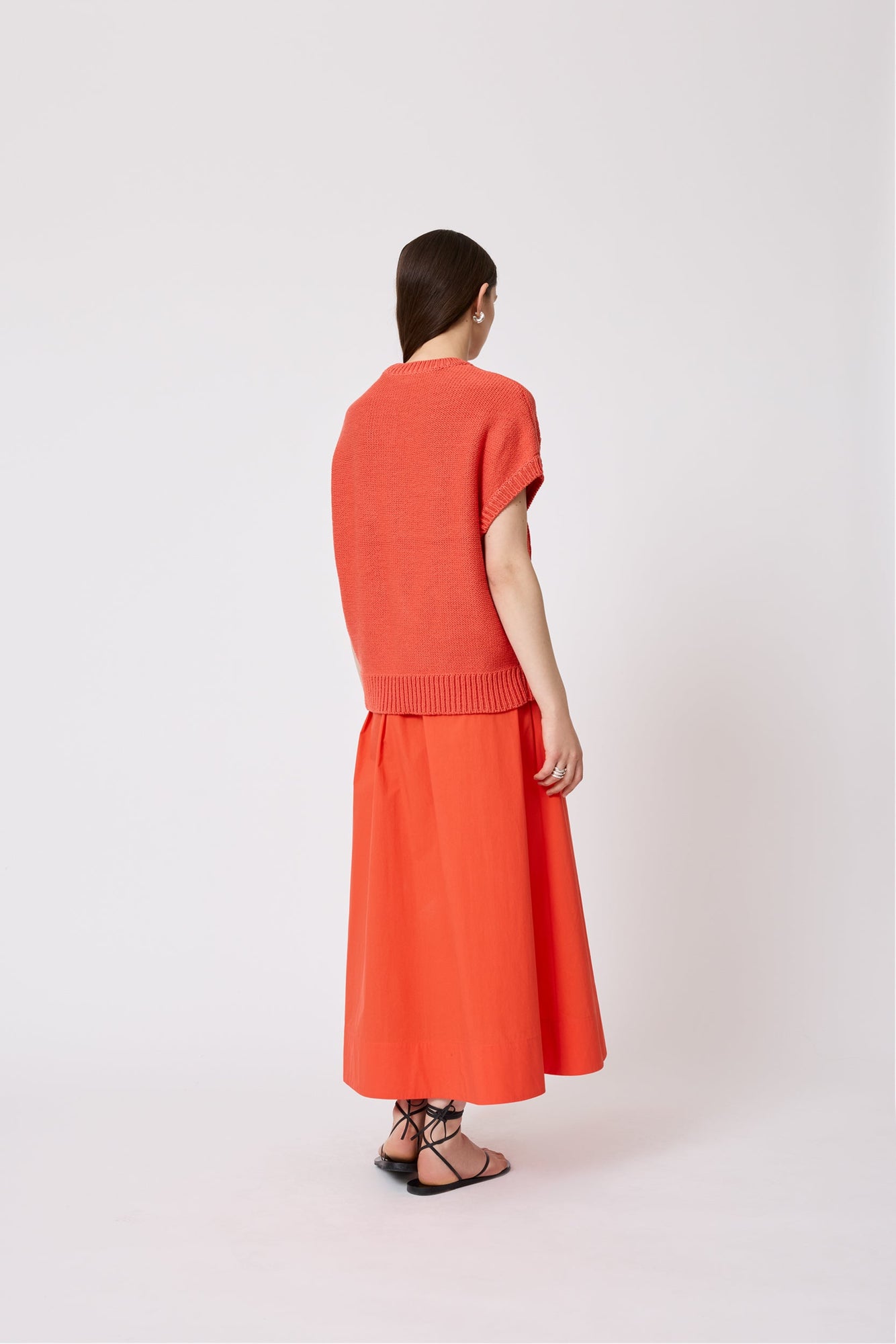 Embroidered Sleeveless Sweater | Vermillion